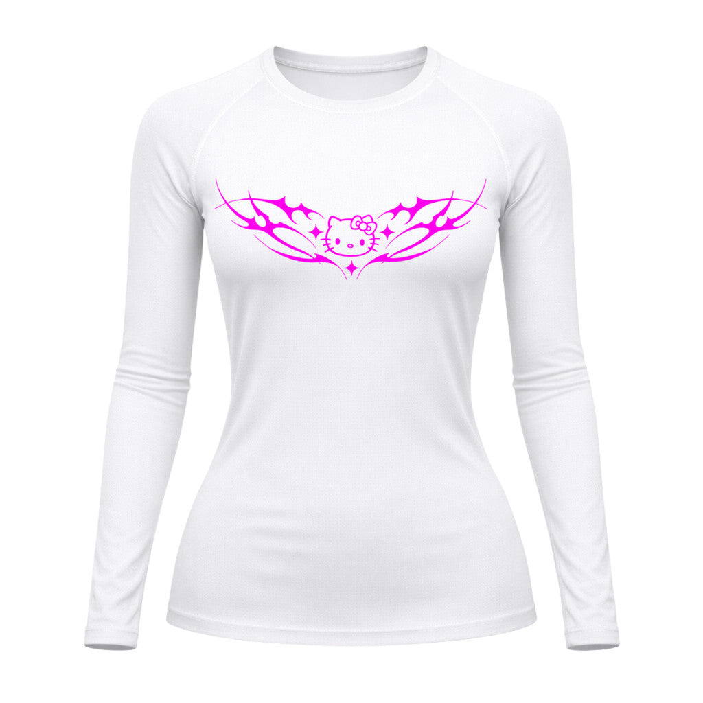 Camiseta Compressão Uv Manga Longa Cyber Tribal Angel Hello Kitty Rash Guard