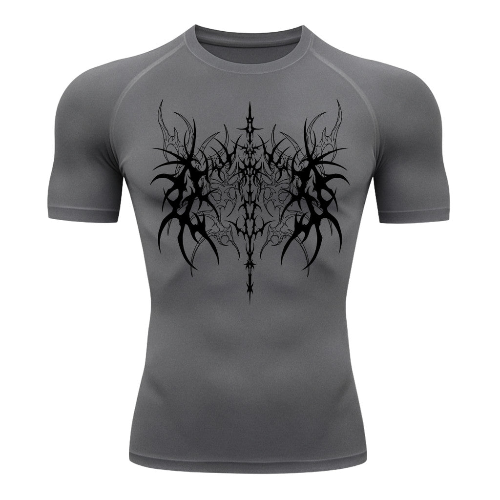 Camiseta Compressão Uv 50+ Manga Curta Cyber Tribal Dark Vanguard Rash Guard camisa