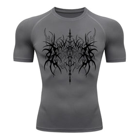 Camiseta Compressão Uv 50+ Manga Curta Cyber Tribal Dark Vanguard Rash Guard camisa