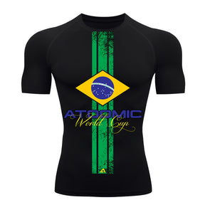 Camiseta Compressão Manga Curta UV Atoomic Brasil Edition Varias Cores Rash Guard