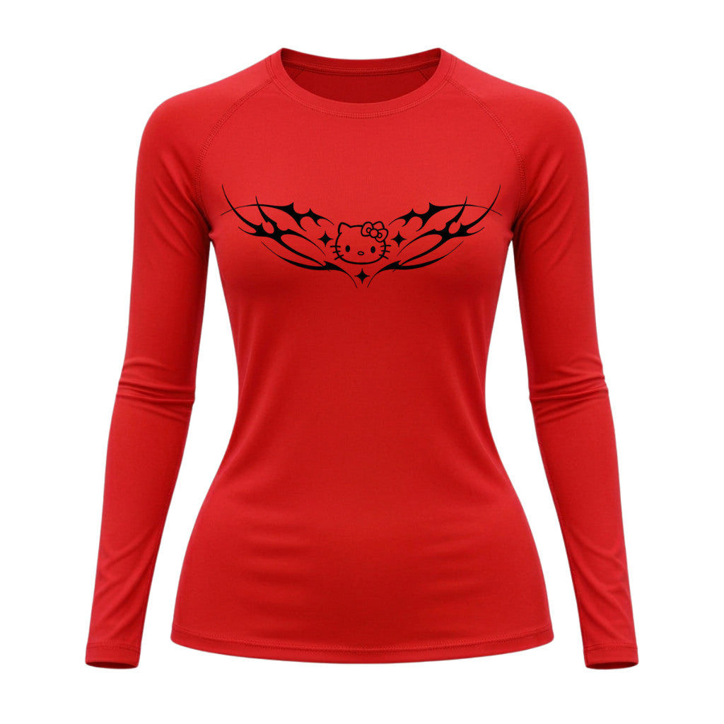 Camiseta Compressão Uv Manga Longa Cyber Tribal Angel Hello Kitty Rash Guard