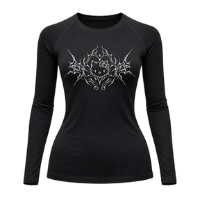 Camiseta Compressão Uv Manga Longa Cyber Tribal Black Heart Hello Kitty Rash Guard