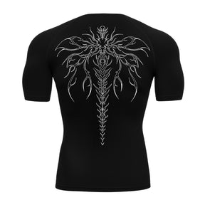 Camiseta Compressão Uv Manga Curta Cyber Tribal Chimera Spine Rash Guard