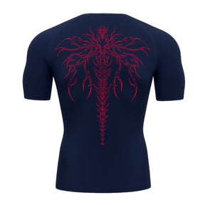 Camiseta Compressão Uv Manga Curta Cyber Tribal Chimera Spine Rash Guard