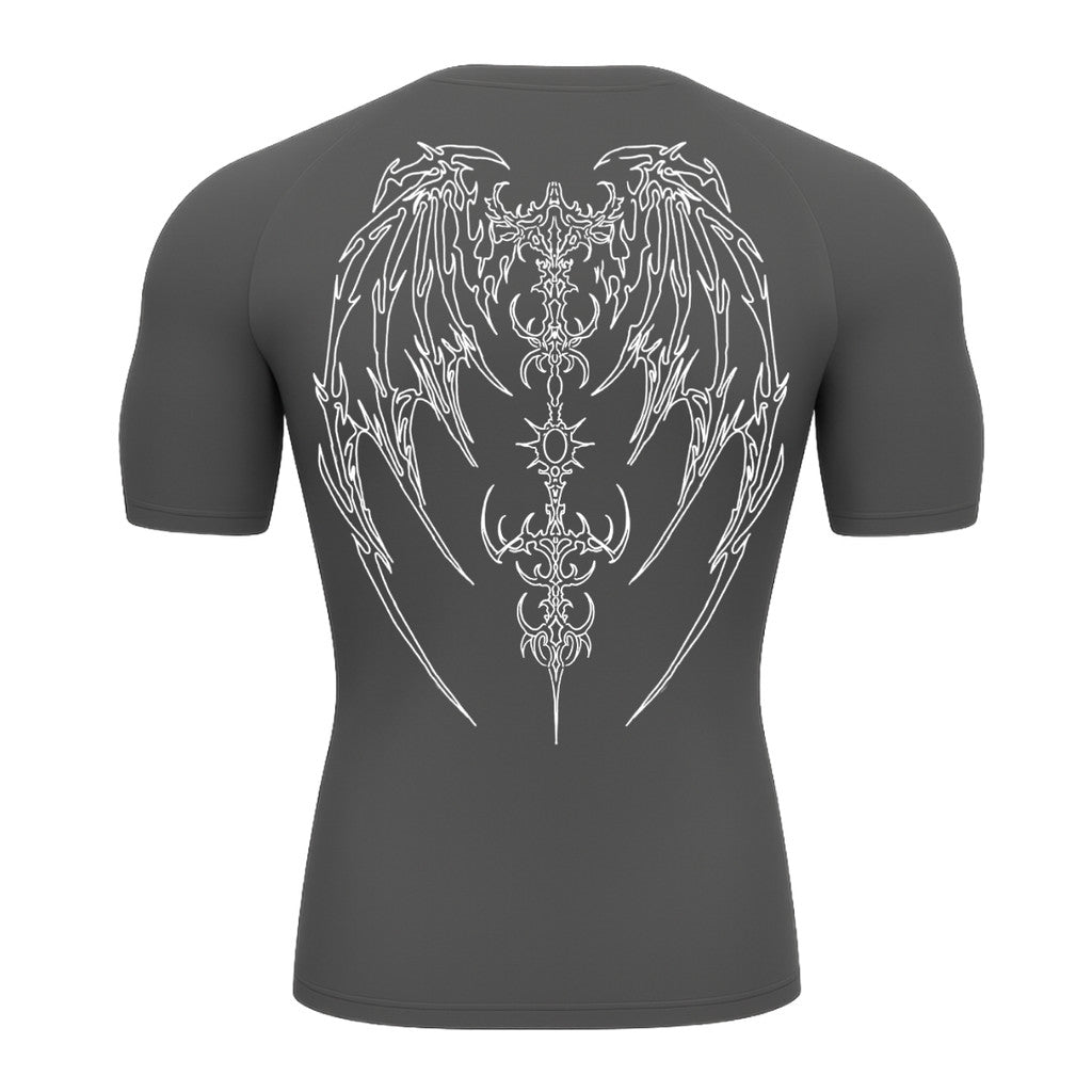 Camiseta Compressão Uv Manga Curta Cyber Tribal Phantom Wings Rash Guard