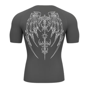 Camiseta Compressão Uv Manga Curta Cyber Tribal Phantom Wings Rash Guard