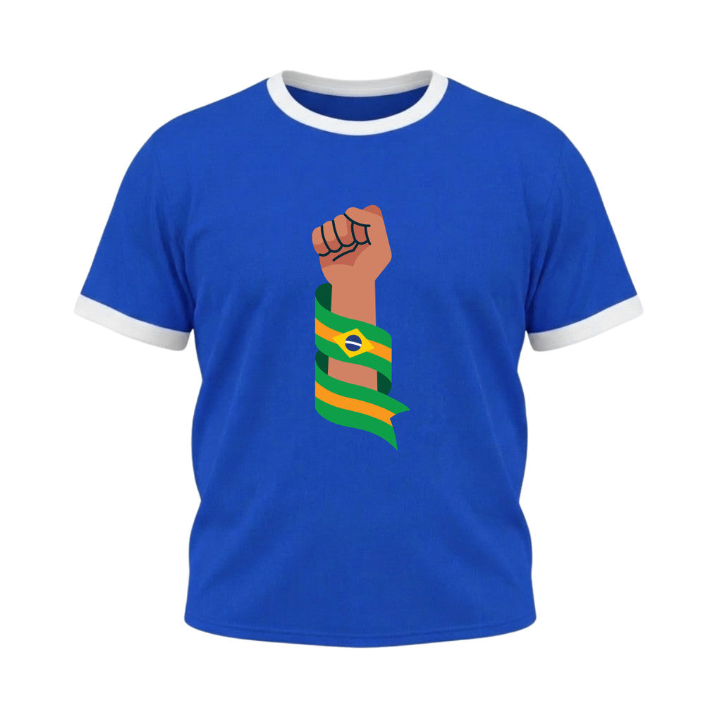 Camiseta Manga Curta Plus Size Força Resistência Brasil Colorida
