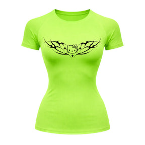 Camiseta Compressão Uv Manga Curta Cyber Tribal Angel Hello Kitty Rash Guard