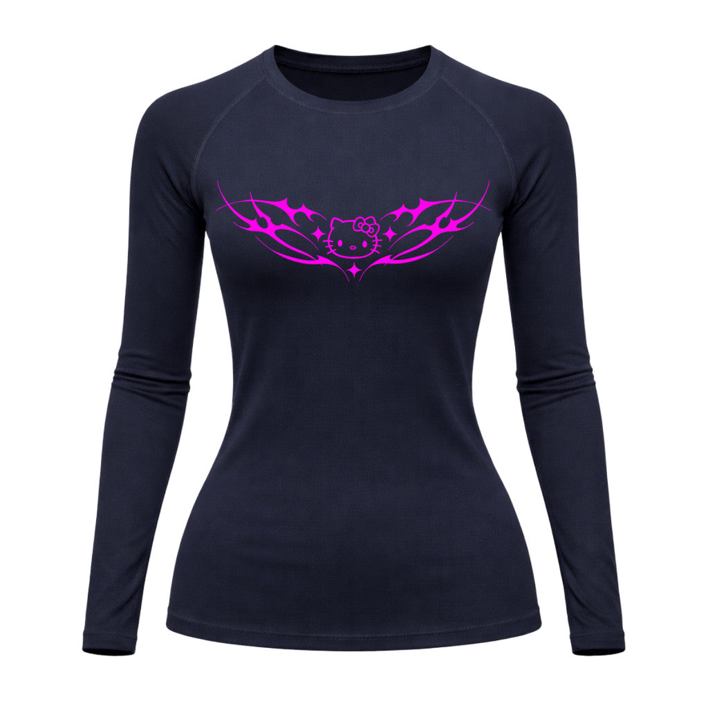 Camiseta Compressão Uv Manga Longa Cyber Tribal Angel Hello Kitty Rash Guard