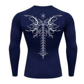 Camiseta Compressão Uv Manga Longa Cyber Tribal Shadow Stinger Wings Rash Guard
