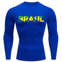 Camiseta Compressão Manga Longa Proteção UV 50+ Brasil Colorido Camiseta Varias Cores Rash Guard