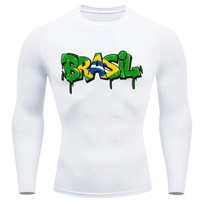 Camiseta Compressão Manga Longa UV Brasil Drip Edition Varias Cores Rash Guard