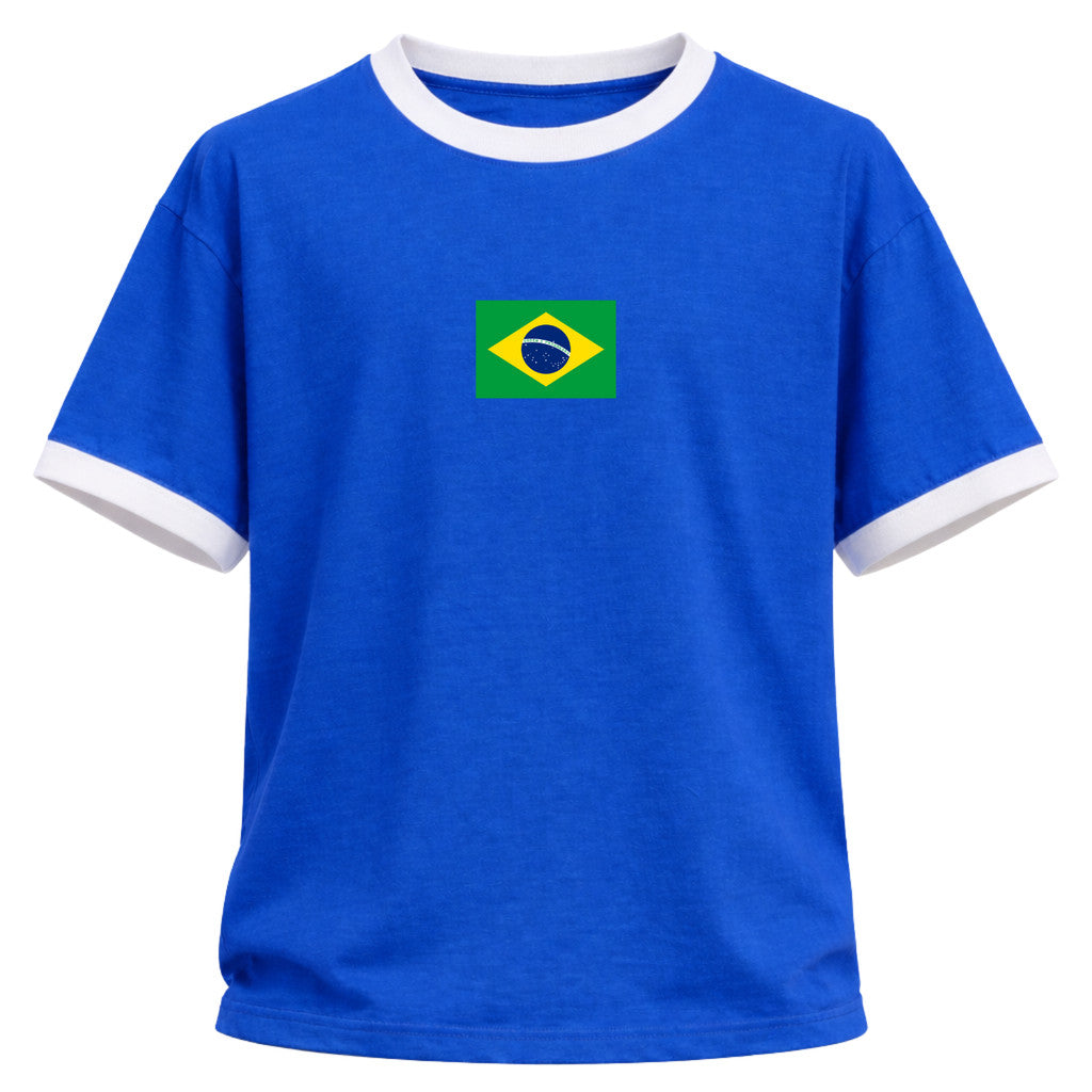 Camiseta Algodão Manga Curta Bandeira Do Brasil Camiseta Varias Cores
