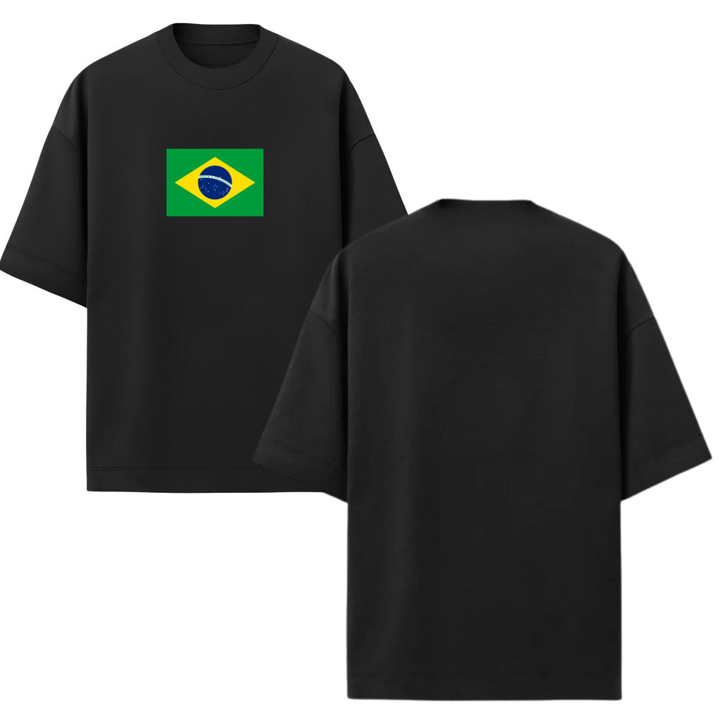 Camiseta Oversized Manga Curta Bandeira Do Brasil Camiseta Varias Cores