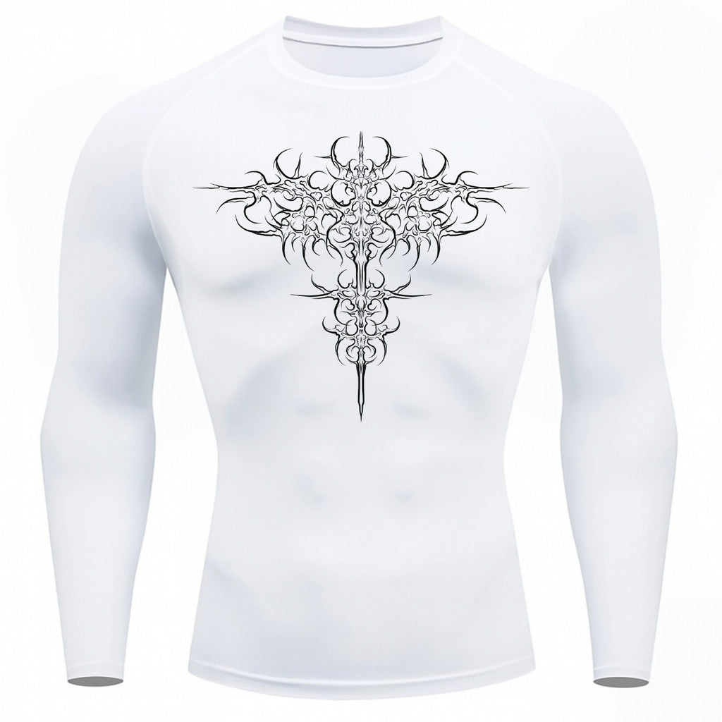 Camiseta Compressão Uv 50+ Manga Longa Cyber Tribal Savage Emblem Rash Guard