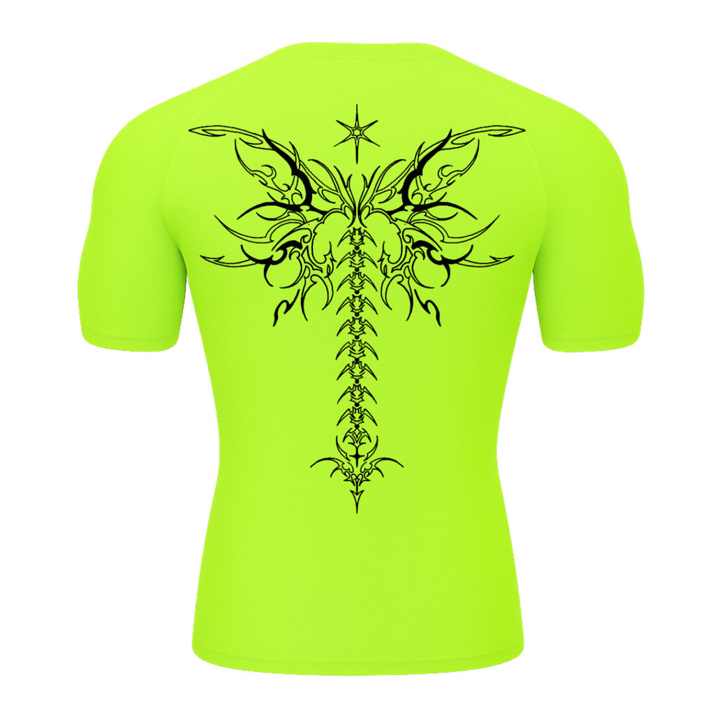 Camiseta Compressão Uv Manga Curta Cyber Tribal Shadow Stinger Wings Rash Guard