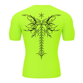 Camiseta Compressão Uv Manga Curta Cyber Tribal Shadow Stinger Wings Rash Guard