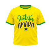 Camiseta Compressão Manga Curta Plus Size Pátria Amada Brasil Colorida Rash Guard