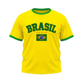 Camiseta Plus Size Manga Curta Brasil Estilo Bordado Colorida