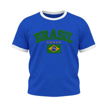 Camiseta Plus Size Manga Curta Brasil Estilo Bordado Colorida