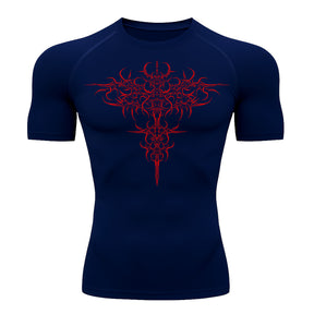 Camiseta Compressão Uv 50+ Manga Curta Cyber Tribal Savage Emblem Rash Guard