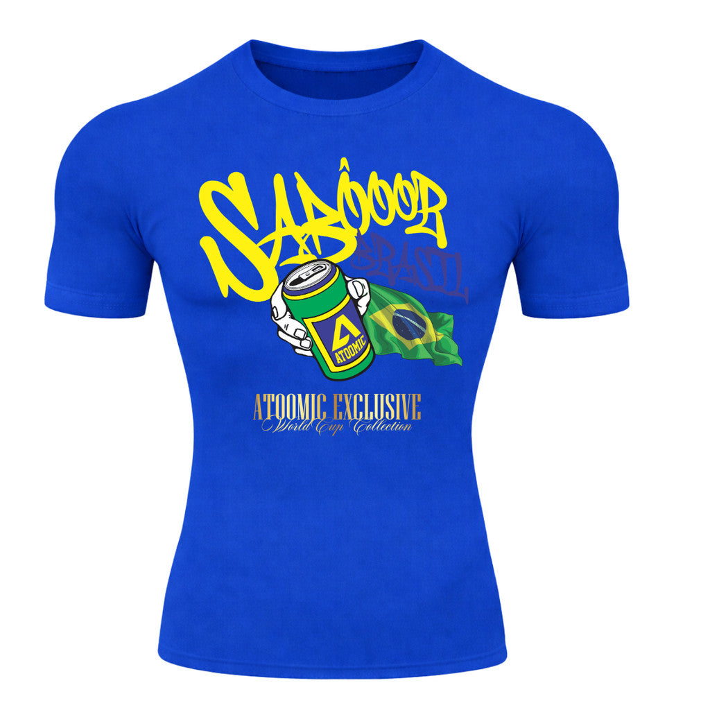 Camiseta Compressão Manga Curta UV Atoomic Sabor Brasil Varias Cores Rash Guard