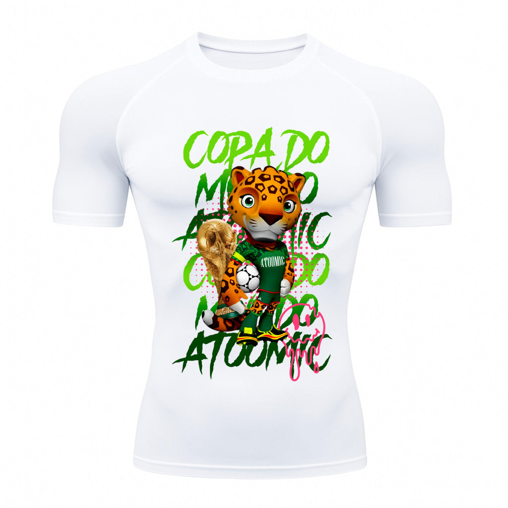 Camiseta Compressão Manga Curta UV Atoomic Onça Mascote Brasil Varias Cores Rash Guard