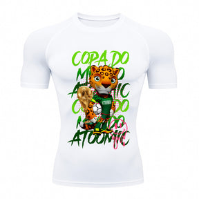 Camiseta Compressão Manga Curta UV Atoomic Onça Mascote Brasil Varias Cores Rash Guard