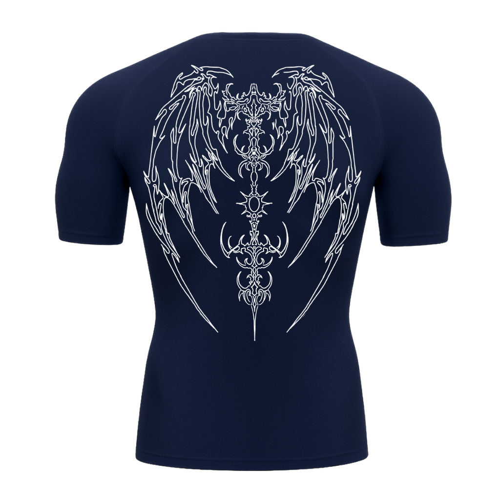 Camiseta Compressão Uv Manga Curta Cyber Tribal Phantom Wings Rash Guard