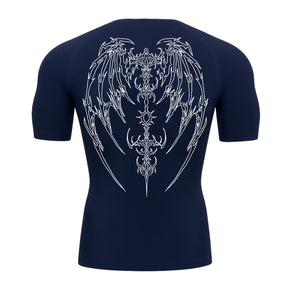 Camiseta Compressão Uv Manga Curta Cyber Tribal Phantom Wings Rash Guard