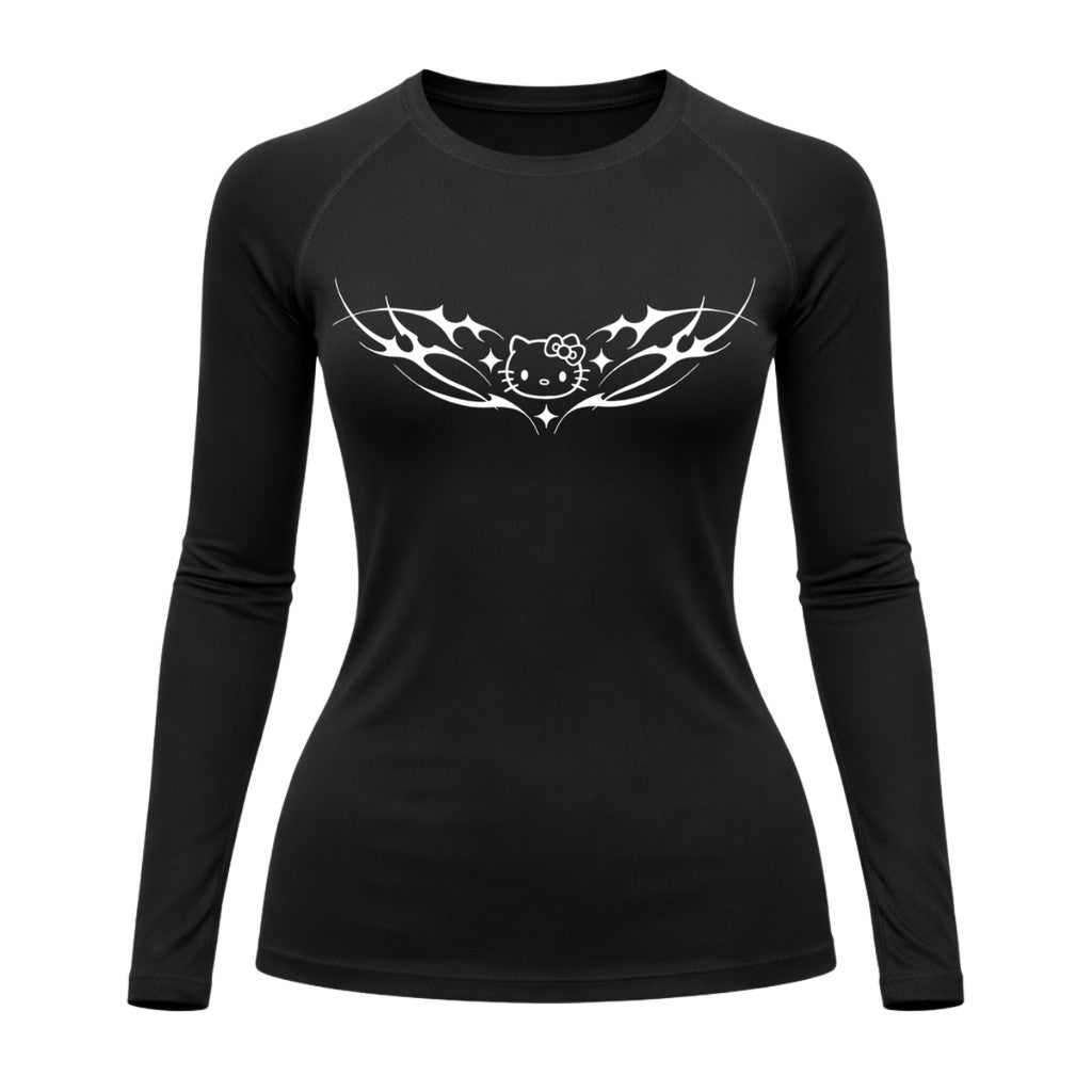 Camiseta Compressão Uv Manga Longa Cyber Tribal Angel Hello Kitty Rash Guard