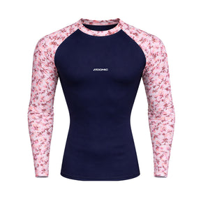 Camiseta Feminina Manga Longa Compressão Proteção Uv Estampa Nas Mangas Floral