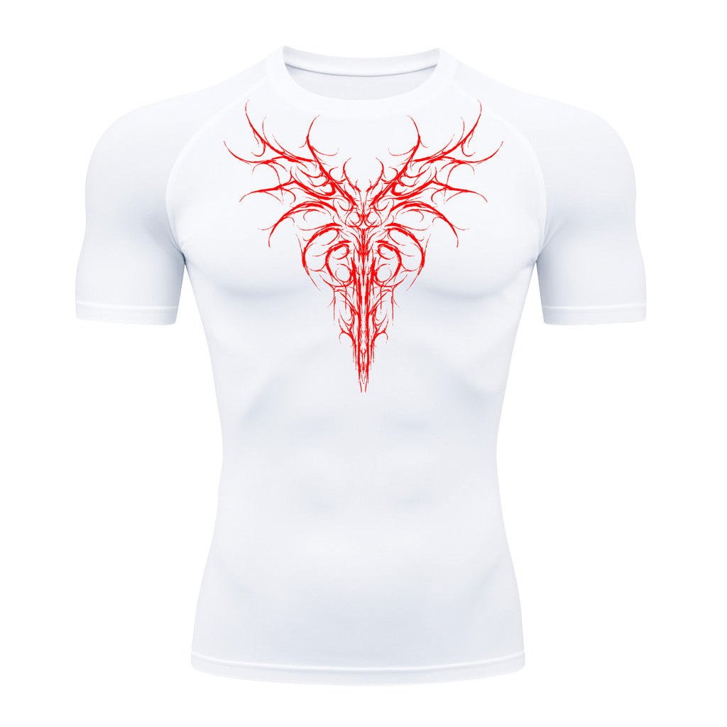 Camiseta Compressão Uv 50+ Manga Curta Cyber Tribal Dark Instinct Rash Guard