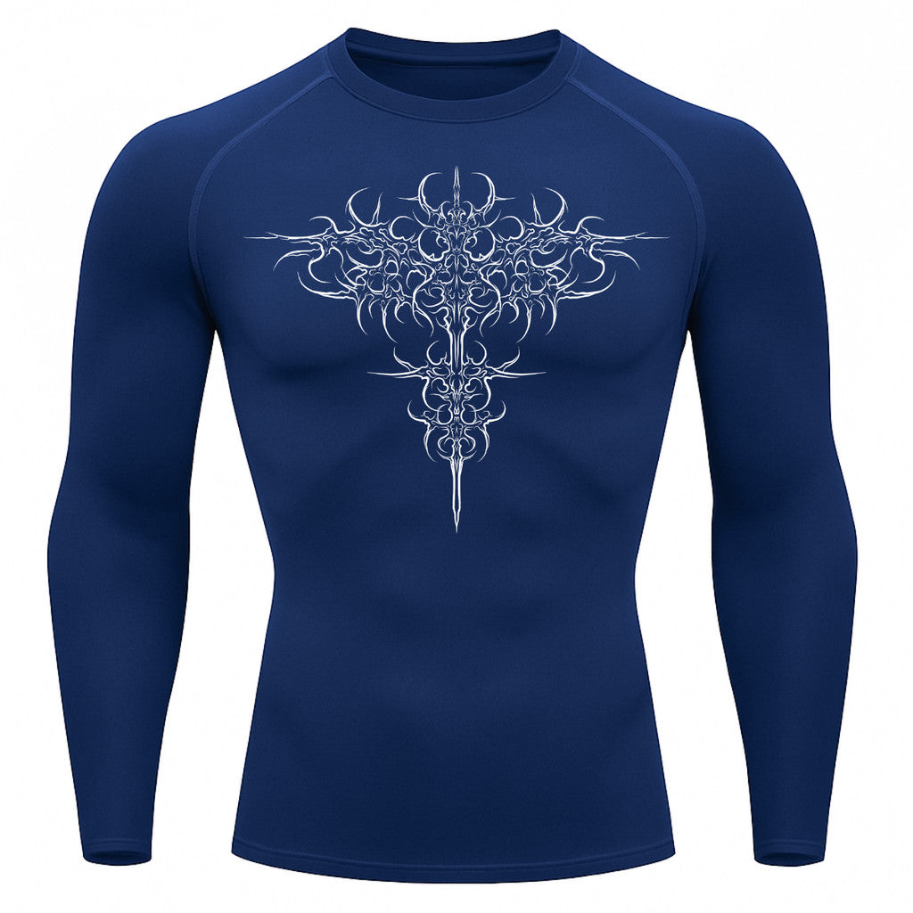 Camiseta Compressão Uv 50+ Manga Longa Cyber Tribal Savage Emblem Rash Guard