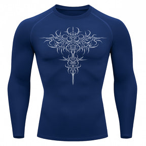 Camiseta Compressão Uv 50+ Manga Longa Cyber Tribal Savage Emblem Rash Guard