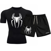 Kit Camiseta Térmica Manga Curta Uv E Bermuda Elastano Estampa Spider Man