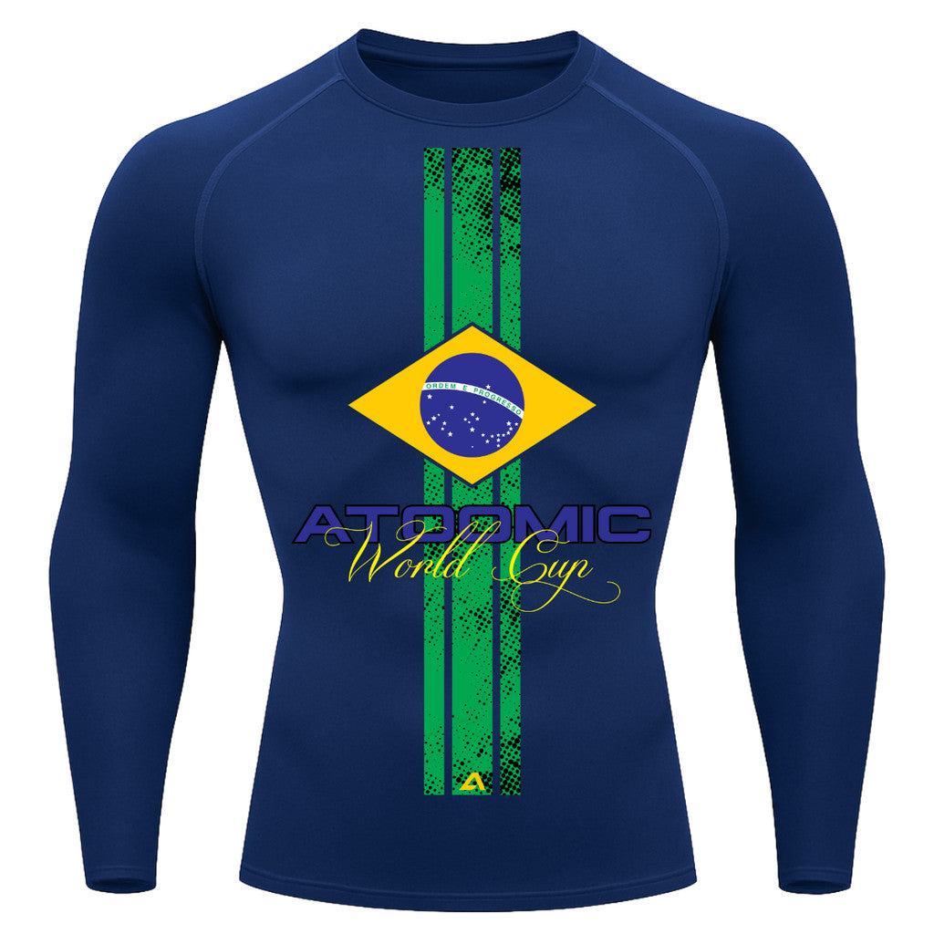 Camiseta Compressão Manga Longa UV Atoomic Brasil Edition Varias Cores Rash Guard