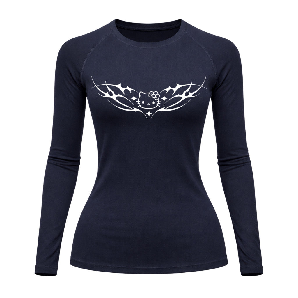 Camiseta Compressão Uv Manga Longa Cyber Tribal Angel Hello Kitty Rash Guard