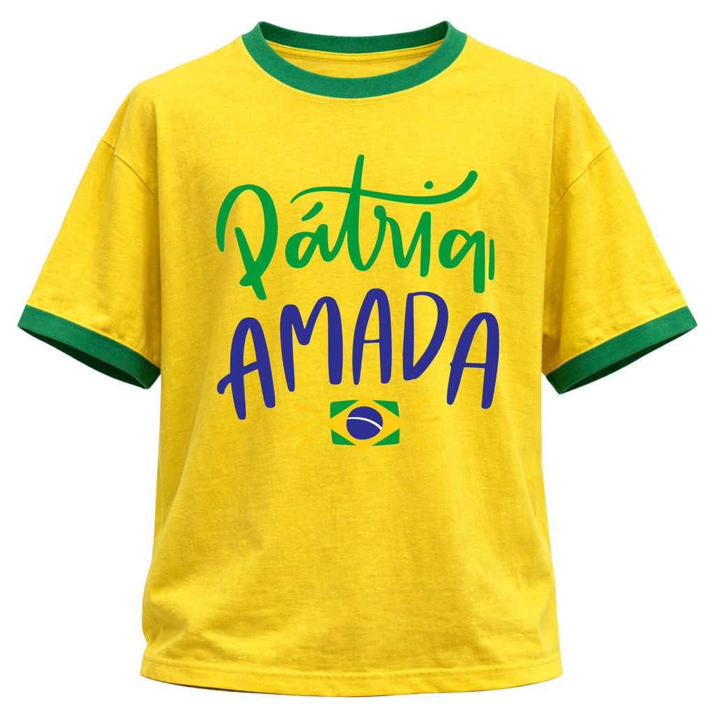 Camiseta Algodão Manga Curta Pátria Amada Brasil Varias Cores