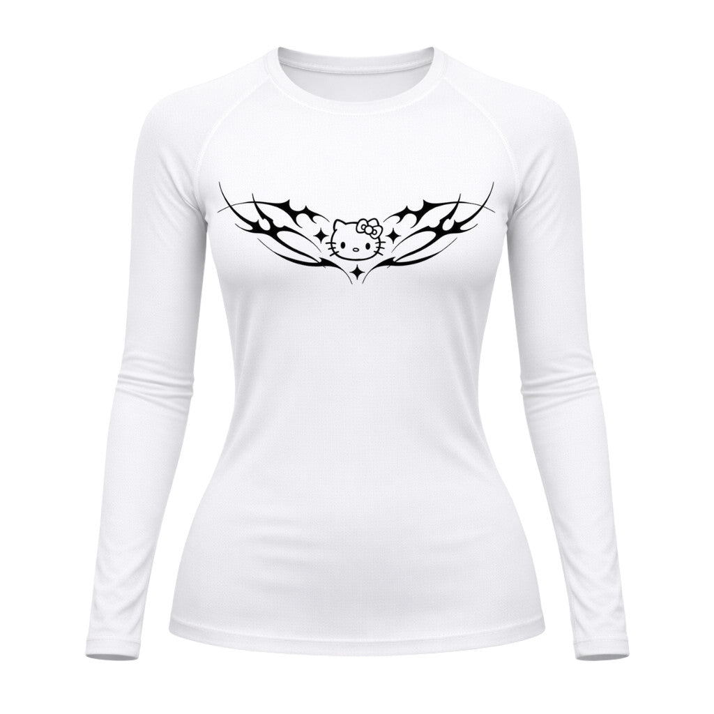 Camiseta Compressão Uv Manga Longa Cyber Tribal Angel Hello Kitty Rash Guard