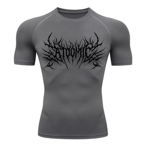 Camiseta Compressão Uv Manga Curta Cyber Tribal Atoomic Invoke Shadow Rash Guard