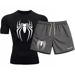 Kit Camiseta Térmica Manga Curta Uv E Bermuda Elastano Estampa Venom Rash Guard