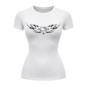 Camiseta Compressão Uv Manga Curta Cyber Tribal Angel Hello Kitty Rash Guard