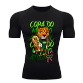 Camiseta Compressão Manga Curta UV Atoomic Onça Mascote Brasil Varias Cores Rash Guard