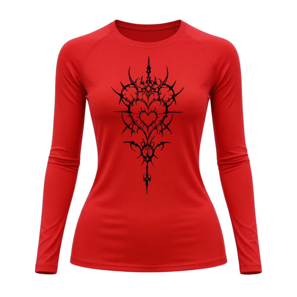 Camiseta Compressão Uv Manga Longa Cyber Tribal Iron Heart Dark Rash Guard