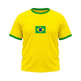 Camiseta Plus Size Manga Curta Bandeira Do Brasil Colorida