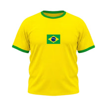 Camiseta Plus Size Manga Curta Bandeira Do Brasil Colorida