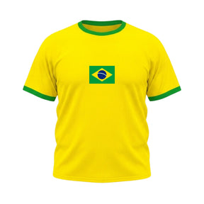 Camiseta Plus Size Manga Curta Bandeira Do Brasil Colorida