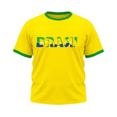 Camiseta Plus Size Manga Curta Escrita Do Brasil Colorida