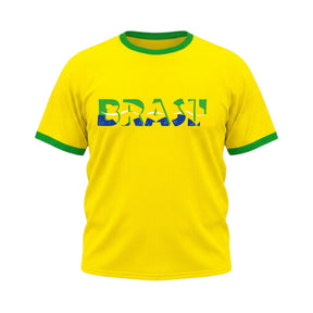 Camiseta Plus Size Manga Curta Escrita Do Brasil Colorida
